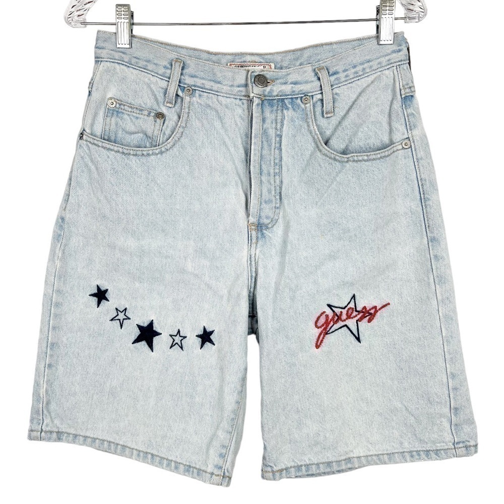 Vintage Y2K Guess bermuda shorts size S embroidered light wash